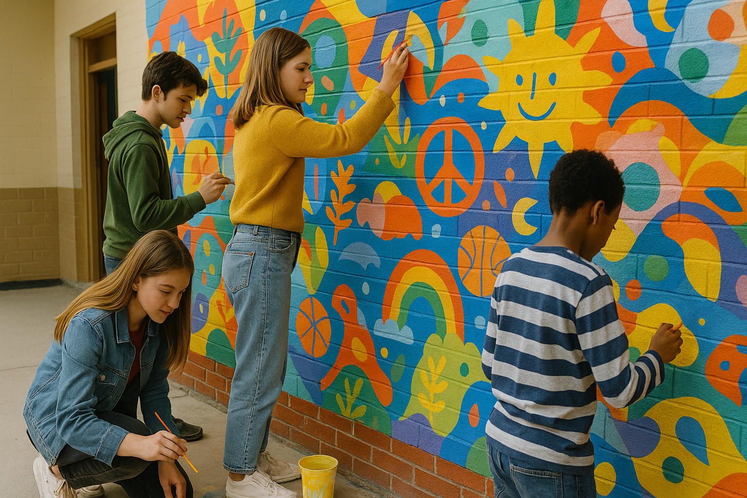 Une fresque collective pour égayer le quotidien des élèves