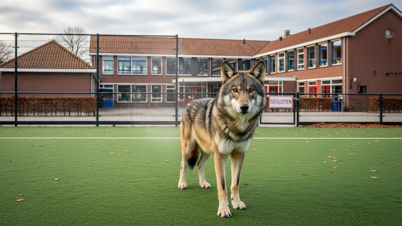 Un loup repéré sur le terrain de sport d’une école primaire néerlandaise provoque la fermeture de l’établissement pour la sécurité des élèves