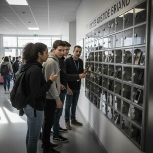 Telephones confisques a l&rsquo;entree des classes pour les eleves de ce lycee
