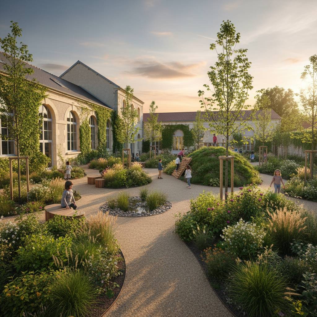 La cour de l&rsquo;école Mathilde-Ovize se métamorphose en un jardin urbain